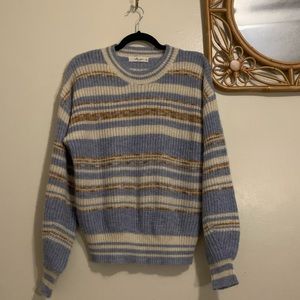 Molly Green Ballon Sleeve Striped Sweater in Light Blue size Small
